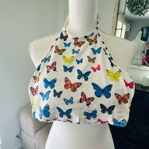 SHEIN Butterfly Print Halter Top